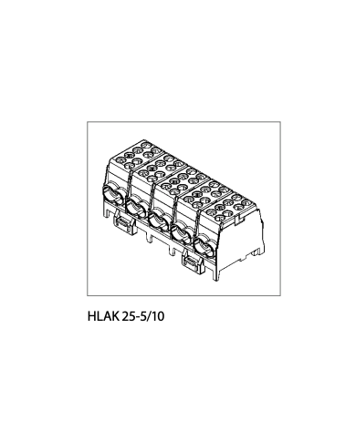 5P klemmenblok voor 10 x 1,5 - 25 mm² & 10 x 1,5 - 35 mm²