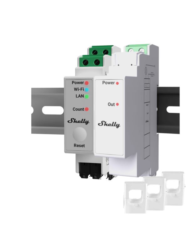 SOCONNECTED Shelly Driefasige meter + intelligente schakelaar | Alma Solar® Nr.1 van zonnepanelen online