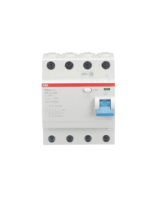ABB F204A-40/0,3 FI Aardlekschakelaar 4 pool 40/0,3A ABB F204A-40/0,3 FI Aardlekschakelaar 4 pool 40/0,3A