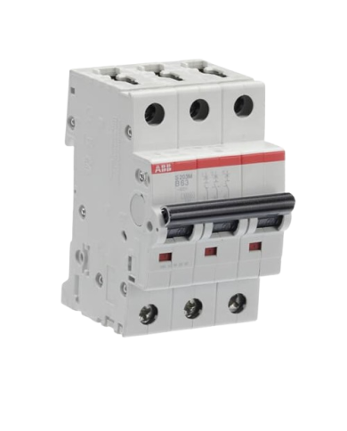 ABB S200M MCB Miniatuur stroomonderbreker Type B, 3-polig 63A 440V, afschakelcapaciteit 10 kA Systeem Pro M Compact ABB S200M MCB Miniatuur stroomonderbreker Type B, 3-polig 63A 440V, afschakelcapaciteit 10 kA Systeem Pro M Compact
