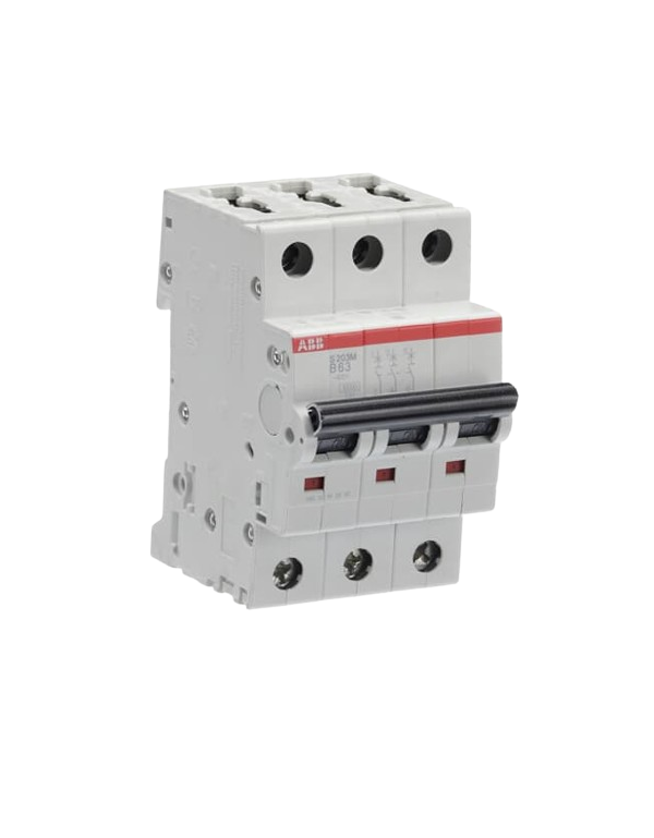 ABB S200M MCB Miniatuur stroomonderbreker Type B, 3-polig 63A 440V, afschakelcapaciteit 10 kA Systeem Pro M Compact