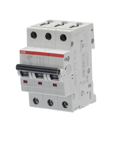 ABB S200M MCB Miniatuur stroomonderbreker Type B, 3-polig 63A 440V, afschakelcapaciteit 10 kA Systeem Pro M Compact ABB S200M MCB Miniatuur stroomonderbreker Type B, 3-polig 63A 440V, afschakelcapaciteit 10 kA Systeem Pro M Compact