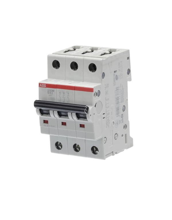 ABB S200M MCB Miniatuur stroomonderbreker Type B, 3-polig 63A 440V, afschakelcapaciteit 10 kA Systeem Pro M Compact