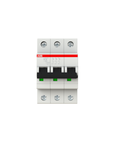 ABB S203M-B32 stroomonderbreker 3P 32A B-karakteristiek, 10 kA ABB S203M-B32 stroomonderbreker 3P 32A B-karakteristiek, 10 kA