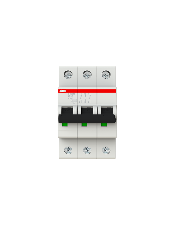 ABB S203M-C32 stroomonderbreker 3P 32A C-karakteristiek, 10 kA