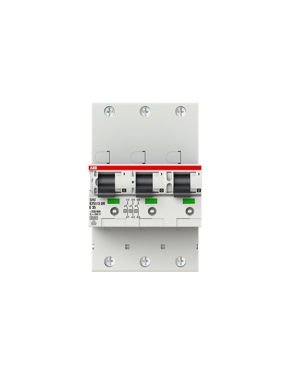 ABB S751/3DR-E35 Selectieve hoofdschakelaar LS SHU E-Char., 25kA, 35A, 3x1Pole