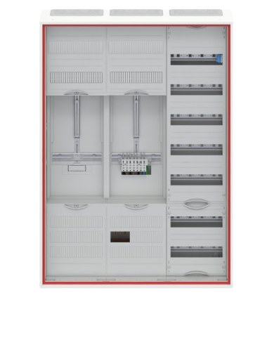 Striebel & John DD37V11VB Compleet kabinet voor 40A 1 meter & 1 reserve, 72 & 48TE, BH3, 3-veld 16 mm²