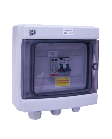 AC Box 32A 230VAC 300mA eenfasig 5-6kW voor fotovoltaïsche installatie